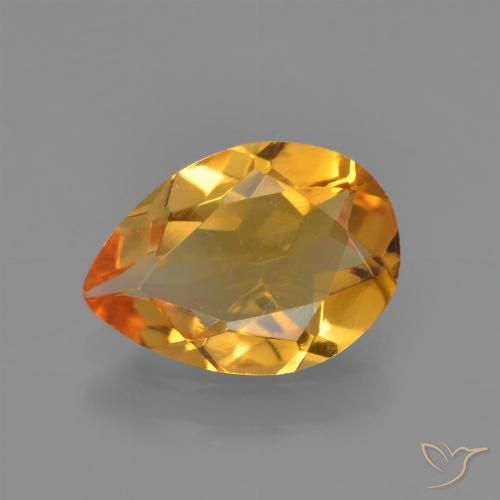 1.23ct 天然 深橙色-金色 黄水晶, 梨形, VVS-VS