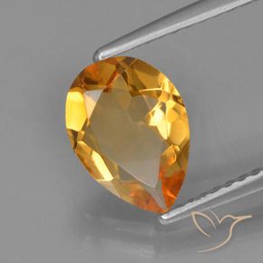1.23克拉天然黄水晶，梨形，VVS-VS