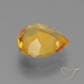 3.14克拉天然黄水晶，梨形，VVS-VS
