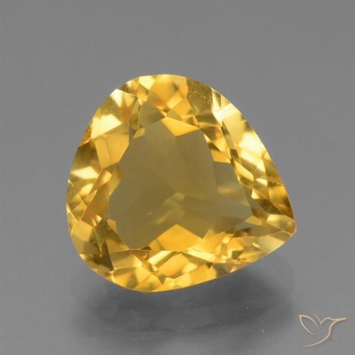 4.02ct 天然 亮金 黄水晶, 梨形, VVS-VS