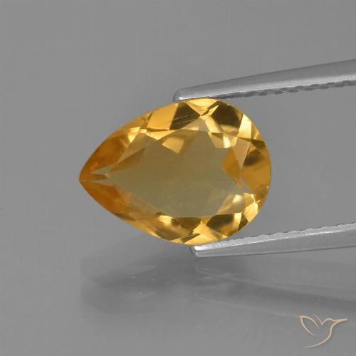 2.07ct 天然 深金橙色 黄水晶, 梨形, VVS