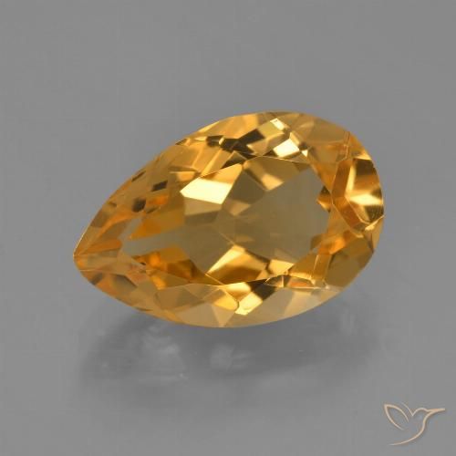 3.93ct 天然 深橙色-金色 黄水晶, 梨形, VVS-VS