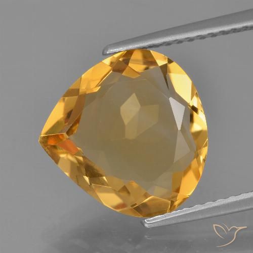 4.19ct 天然 深橙色-金色 黄水晶, 梨形, VVS-VS