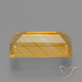 3.92克拉天然黄水晶，狭长方形，VS