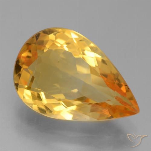 3.93ct 天然 深橙色-金色 黄水晶, 梨形, VVS-VS