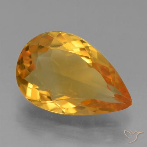 2.95ct 天然 深橙色-金色 黄水晶, 梨形, VVS-VS