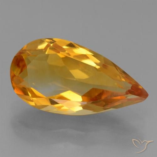 2.62ct 天然 深橙色-金色 黄水晶, 梨形, VVS-VS