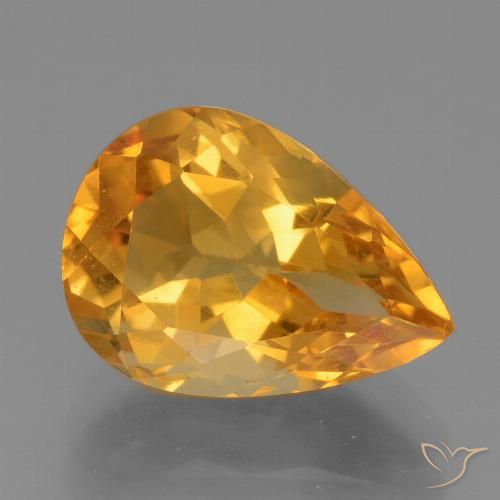 3.74ct 天然 深橙色 黄水晶, 梨形, VVS-VS