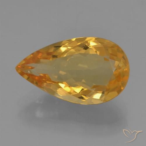 3.51ct 天然 中深金色 黄水晶, 梨形, VVS-VS