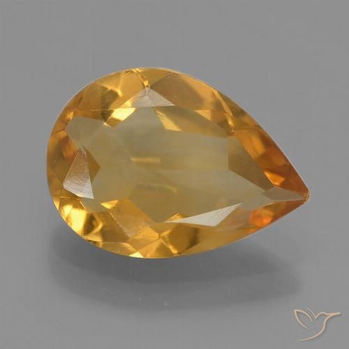 1.90ct 天然 深橙金 黄水晶, 梨形, VVS-VS