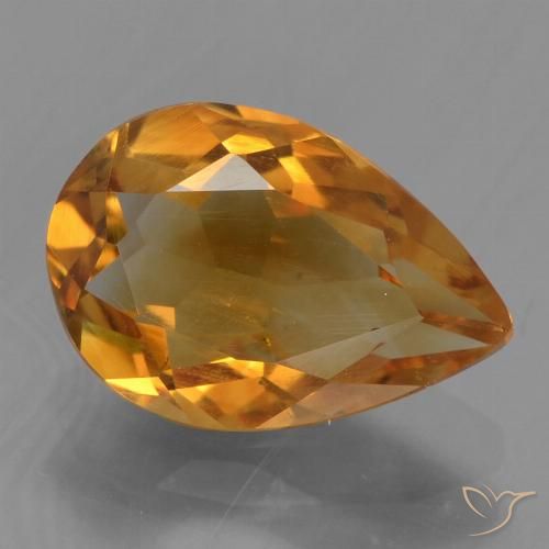 2.06ct 天然 深橙金 黄水晶, 梨形, VS