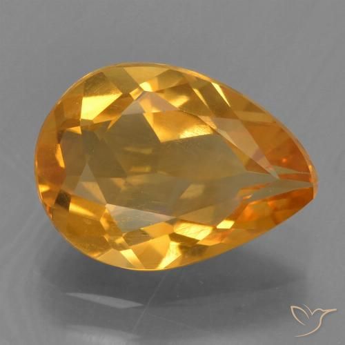 2.02ct 天然 中橙 黄水晶, 梨形, VS