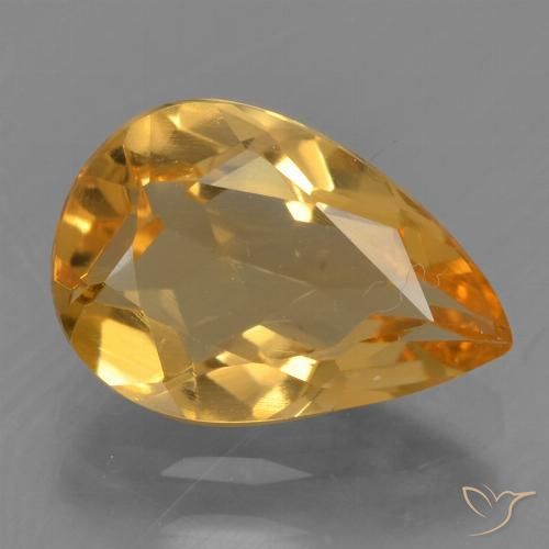 1.89ct 天然 深橙色-金色 黄水晶, 梨形, VVS-VS