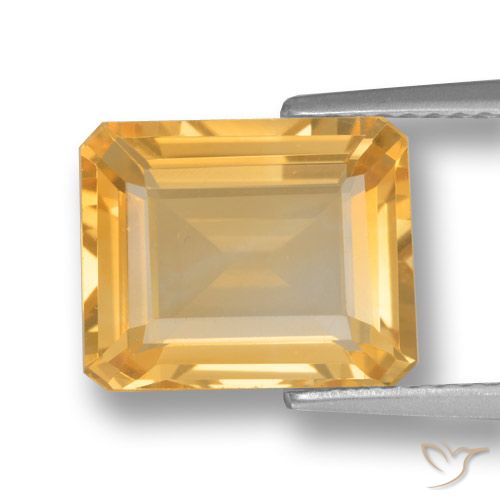 4.04ct 天然 中金 黄水晶, 祖母绿式切割, VVS