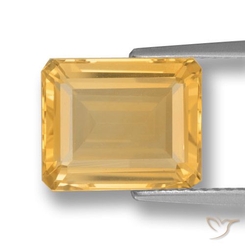 4.43ct 天然 中金 黄水晶, 祖母绿式切割, VVS