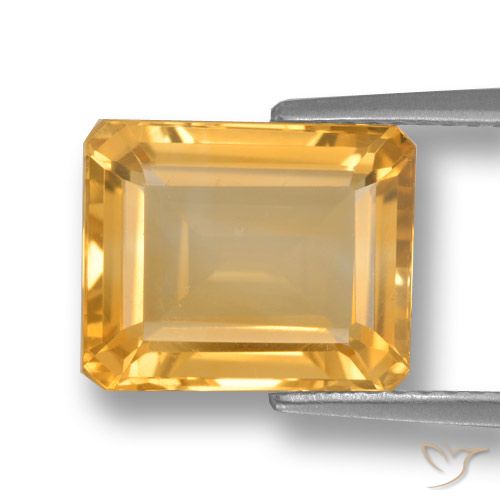 4.45ct 天然 中浅橙金 黄水晶, 祖母绿式切割, VVS-VS