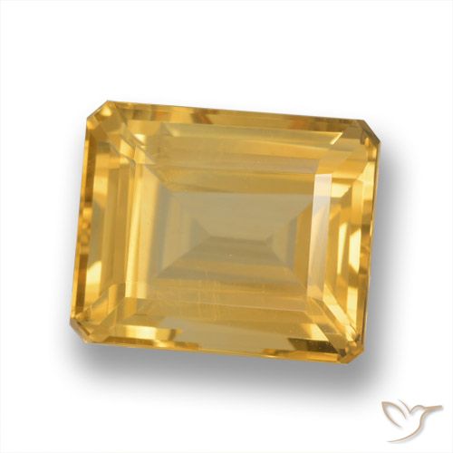 7.28ct 天然 浅橙色-金色 黄水晶, 祖母绿式切割, VVS-VS