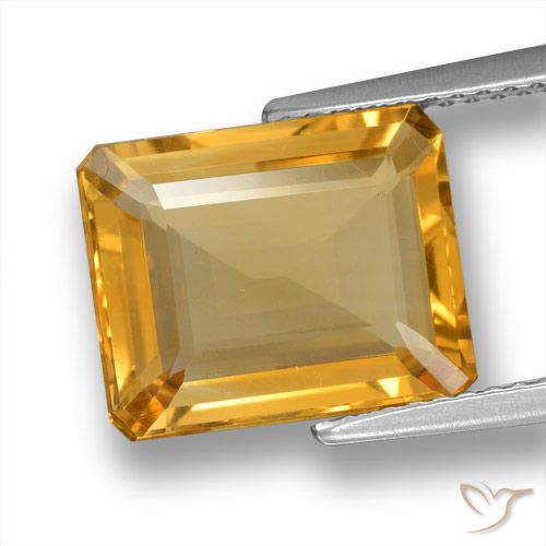 4.84ct 天然 中浅橙金 黄水晶, 祖母绿式切割, VVS-VS