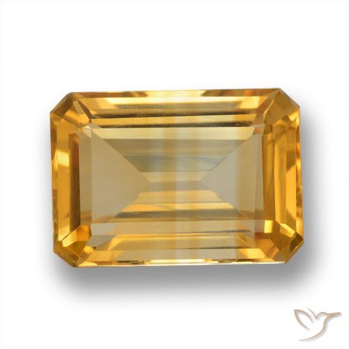 6.37ct 天然 中浅橙金 黄水晶, 祖母绿式切割, VVS-VS