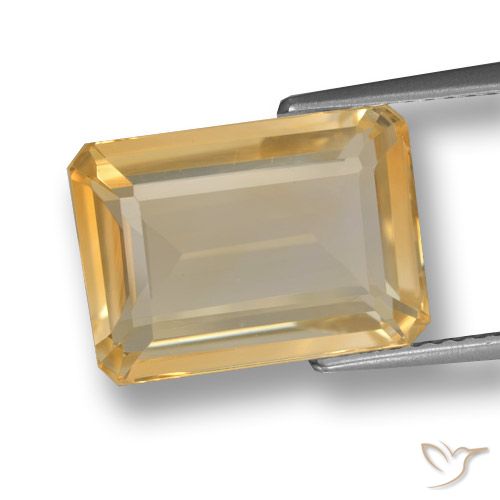 6.89ct 天然 黄金色 黄水晶, 祖母绿式切割, VVS-VS