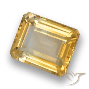 4.15克拉天然金色黄水晶，祖母绿式切割，11.1×9.1毫米，VVS