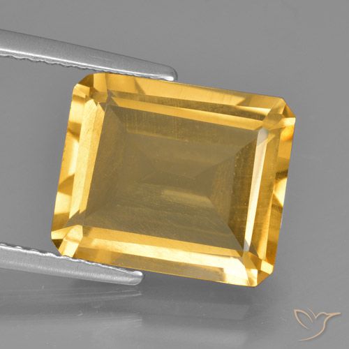 5.28ct 天然 金橙色 黄水晶, 祖母绿式切割, VS