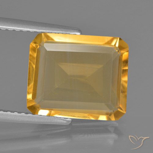 4.57ct 天然 中金 黄水晶, 祖母绿式切割, VVS-VS