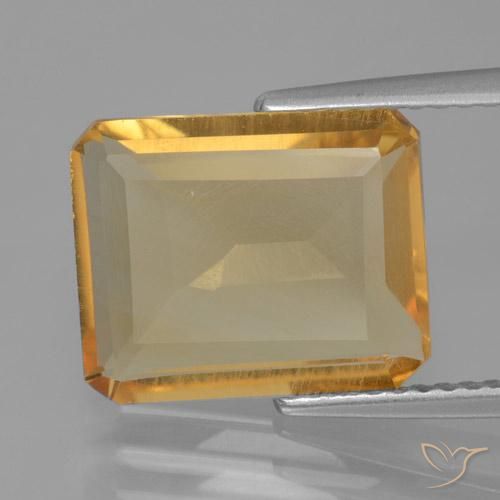 4.23ct 天然 中浅橙金 黄水晶, 祖母绿式切割, VS