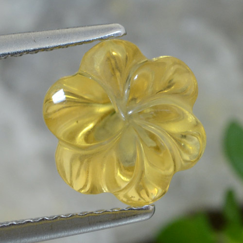 3.01克拉天然黄色黄水晶，花形切工，9.2×9.1毫米，透明
