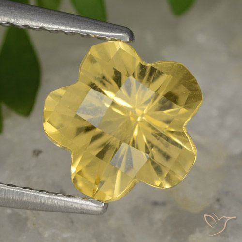 1.63ct 天然 中黄色 黄水晶, 花形切割, 透明
