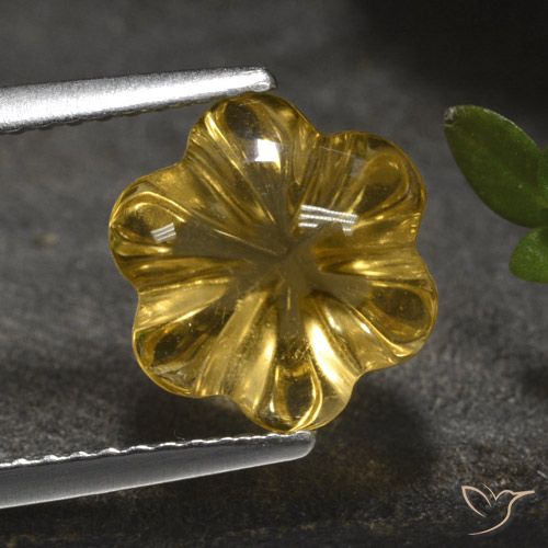 3.27ct 天然 深黄色 黄水晶, 花形切割, 透明