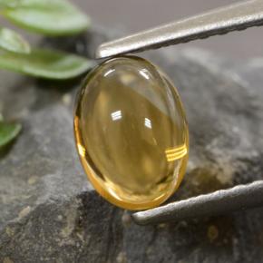 0.95克拉天然黄色黄水晶，椭圆形切割，6.9×5毫米，透明