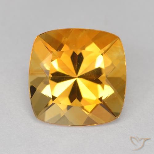 3.47克拉天然金色黄水晶，垫形剪裁，10.1×10毫米，VVS