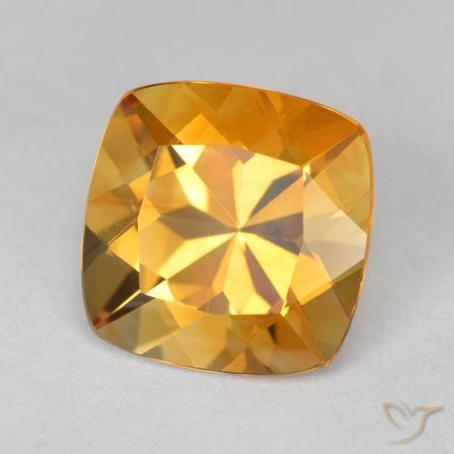 3.47克拉天然金色黄水晶，垫形剪裁，10.1×10毫米，VVS