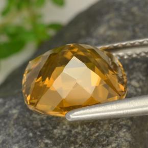 3.62克拉天然金色黄水晶，垫形剪裁，10×10毫米，VVS-VS