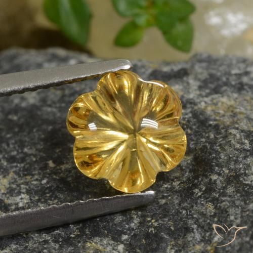 1.99ct 天然 深金 黄水晶, 花形切割, 透明
