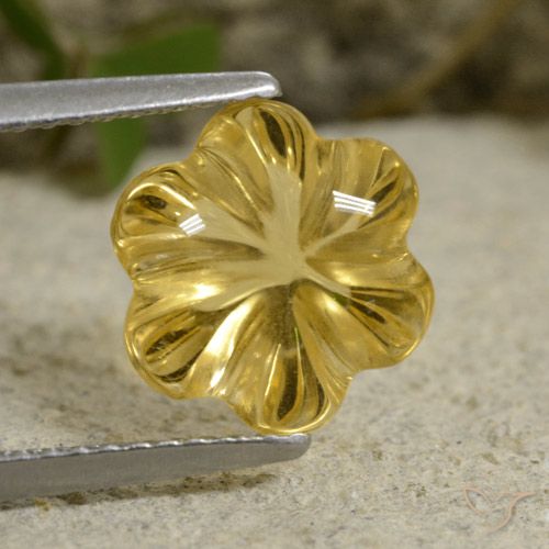 3.48ct 天然 深黄色 黄水晶, 花形切割, 透明