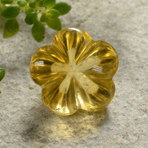 2.18ct 天然 深黄色 黄水晶, 花形切割, 透明