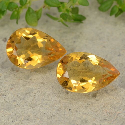 2.14ctw 天然 深金橙色 黄水晶, 梨形, VVS-VS