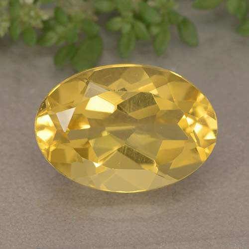 5.55克拉天然黄色黄水晶，椭圆形切割，14×9.9毫米，VVS-VS