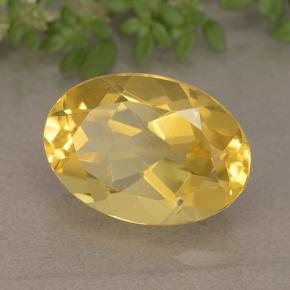 5.55克拉天然黄色黄水晶，椭圆形切割，14×9.9毫米，VVS-VS