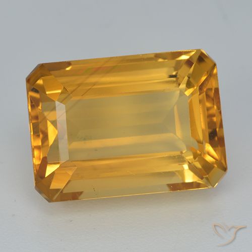 8.15ct 天然 中浅橙金 黄水晶, 祖母绿式切割, VVS