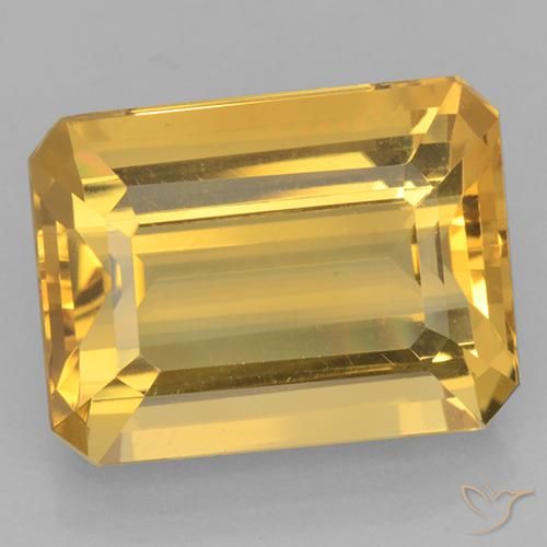 10.85ct 天然 中金 黄水晶, 祖母绿式切割, VVS