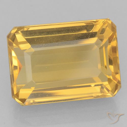 8.27ct 天然 中金 黄水晶, 祖母绿式切割, VVS