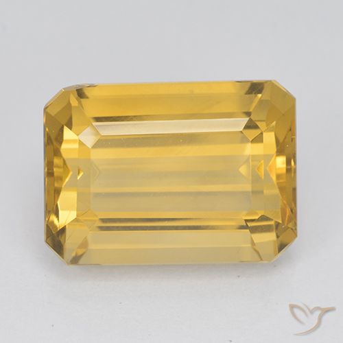 7.78ct 天然 中金 黄水晶, 祖母绿式切割, VVS