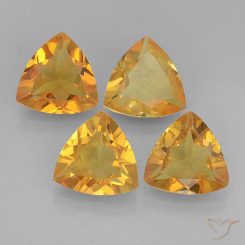 6.92ctw 天然 深橙金 黄水晶, 胖三角形, VVS-VS