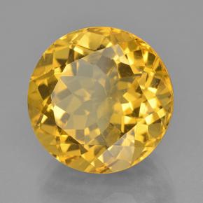 12.60克拉天然黄色黄水晶，圆形切割，15.04毫米，VVS