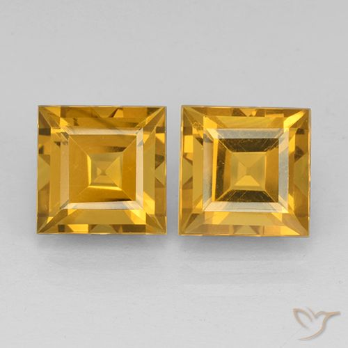 5.00ctw 天然 深金色 黄水晶, 正方形, VVS-VS