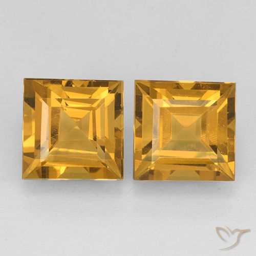 5.20ctw 天然 深金色 黄水晶, 正方形, VVS-VS