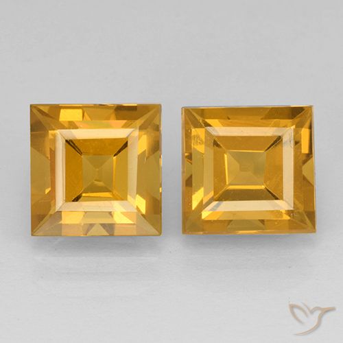 4.91ctw 天然 深金橙色 黄水晶, 正方形, VVS-VS